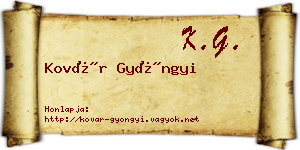 Kovár Gyöngyi névjegykártya
